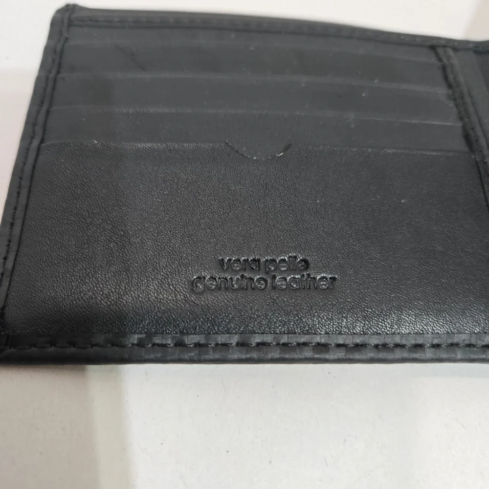 NWT Gianni Conti Bifold Wallet Black Italian Leather Monogrammed #1422